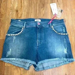 PINKO Diamanté Denim Shorts